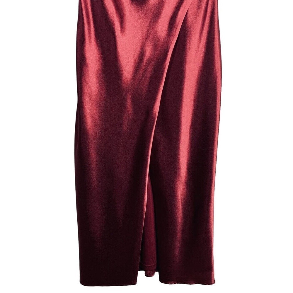 Lulus Alluring Arrival Red Satin One Shoulder Maxi Dress Womens 1X NWT $109 - Picture 12 of 16